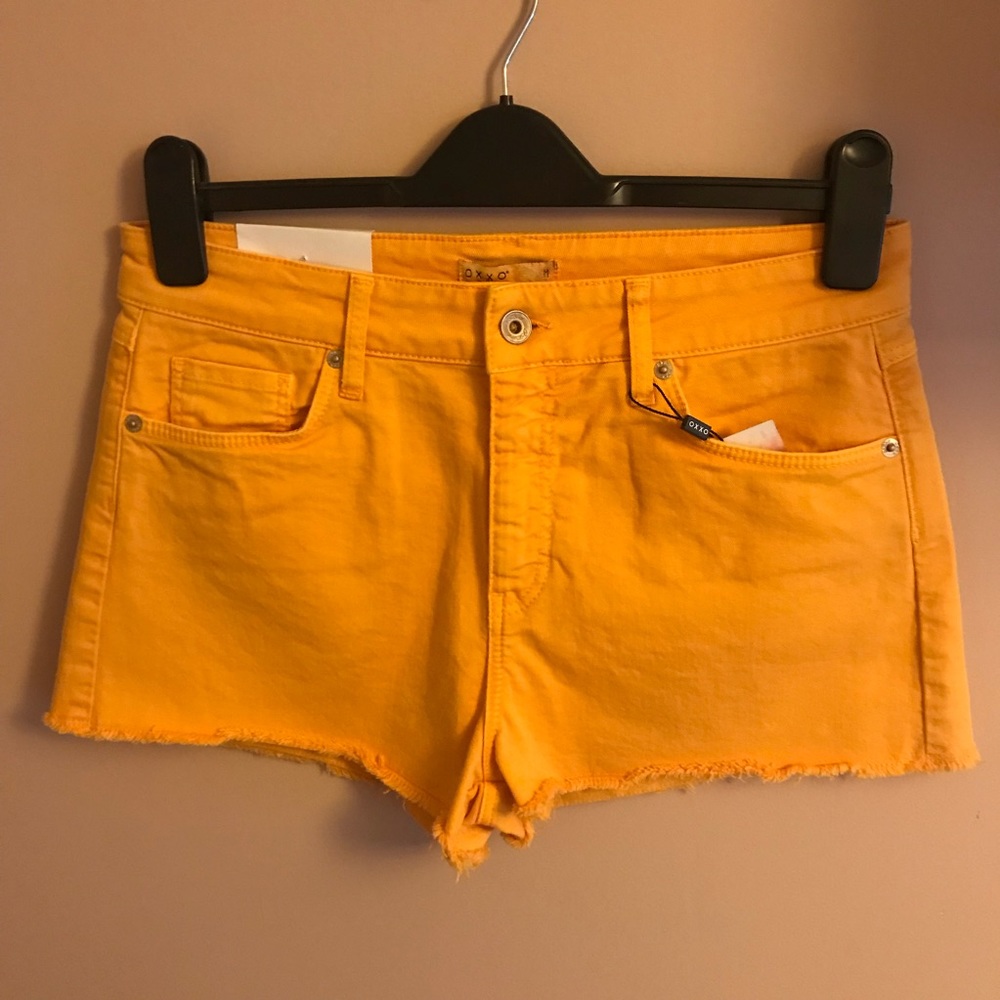 NWT Bright Orange Denim Cutoff Shorts OXXO